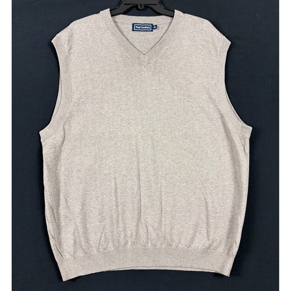 Paul Frederick Men's Beige Silk/Cotton/Cashmere Blend Sweater Vest XXL